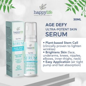 Age Defy Serum, stem cell, moisturizer, niacinamide, jojoba, glycolic acid, AHA, skin, dark spot